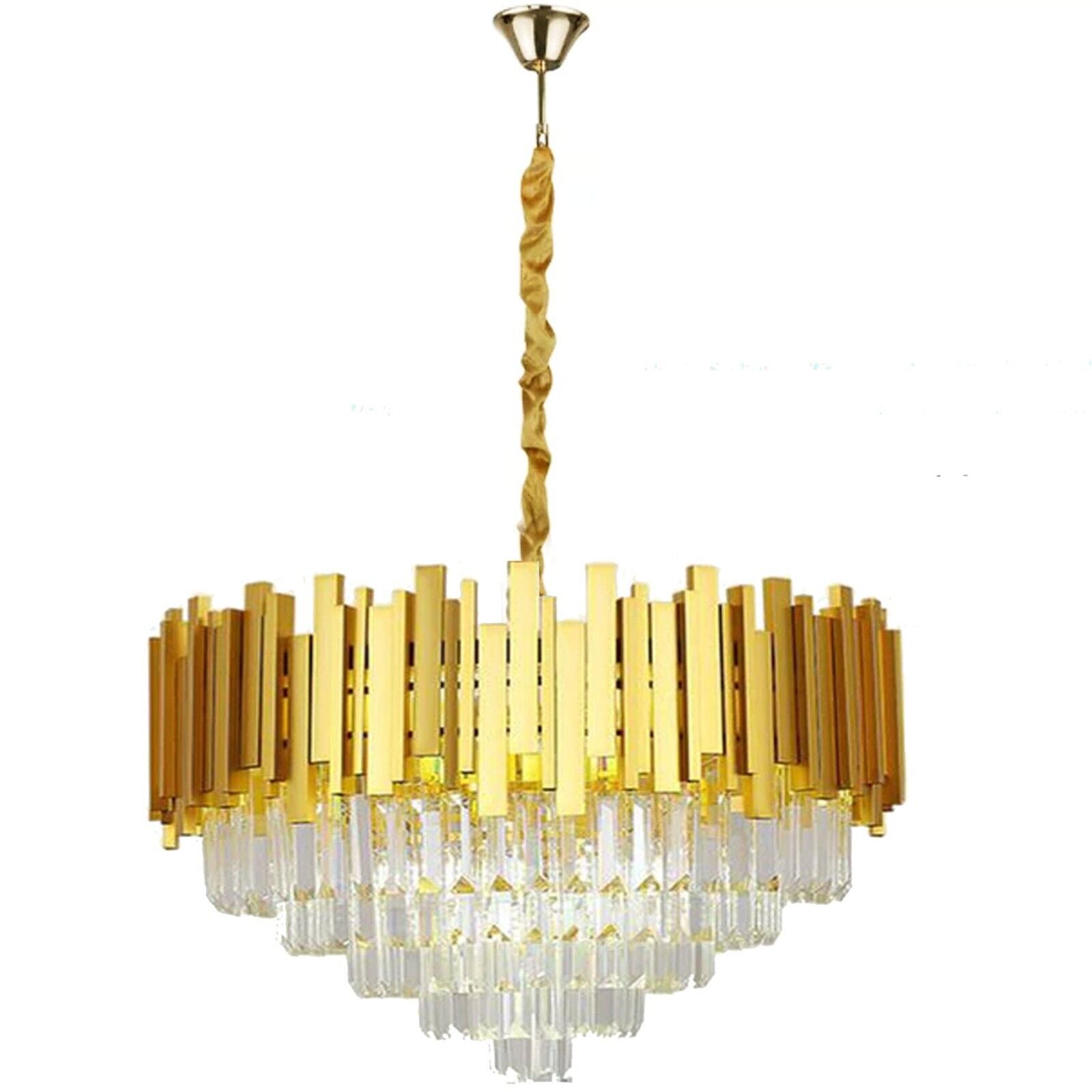 Modern Large Crystal Ceiling Light Gold Pendant Chandelier Lamp for Living Room ~4117-6