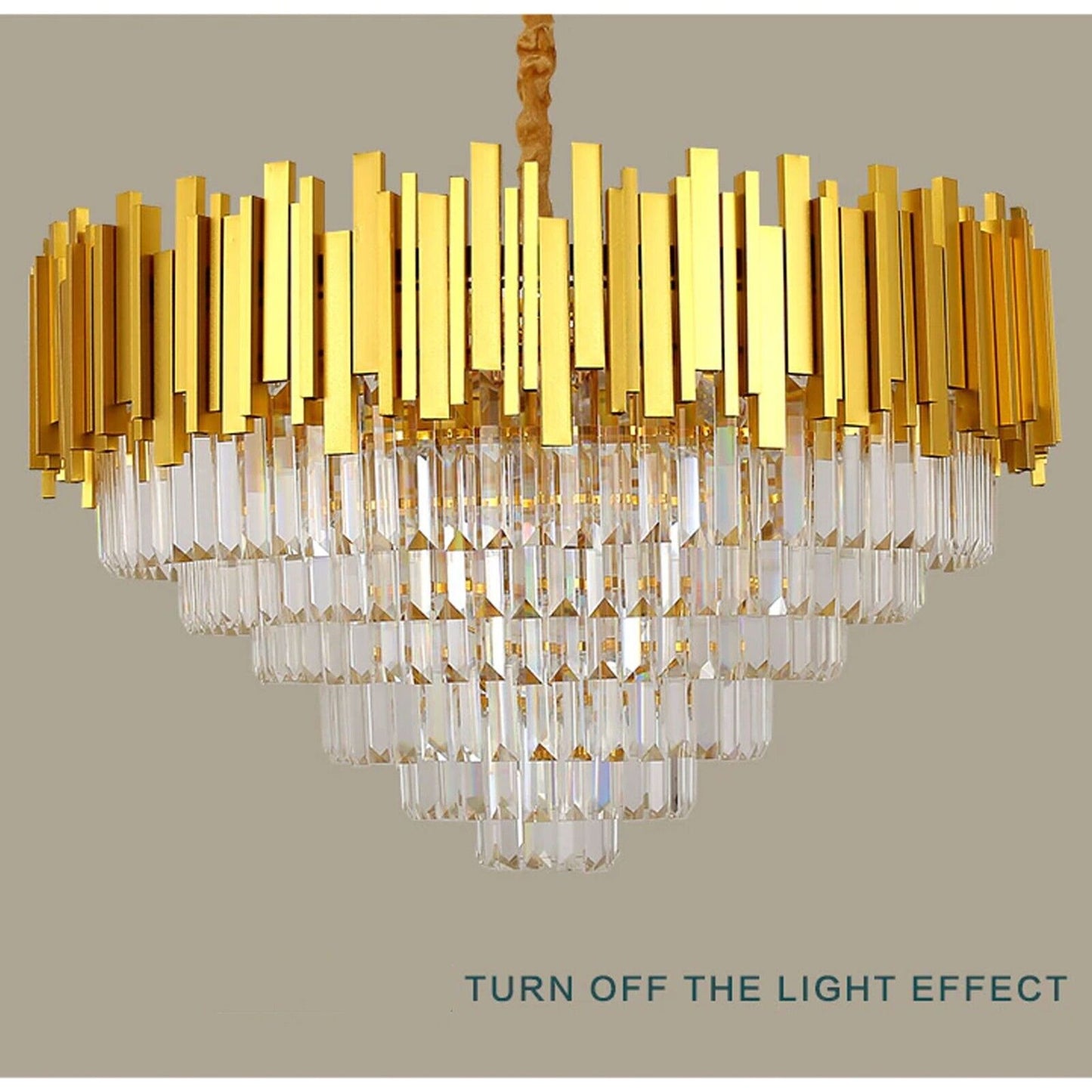 Modern Large Crystal Ceiling Light Gold Pendant Chandelier Lamp for Living Room ~4117-10