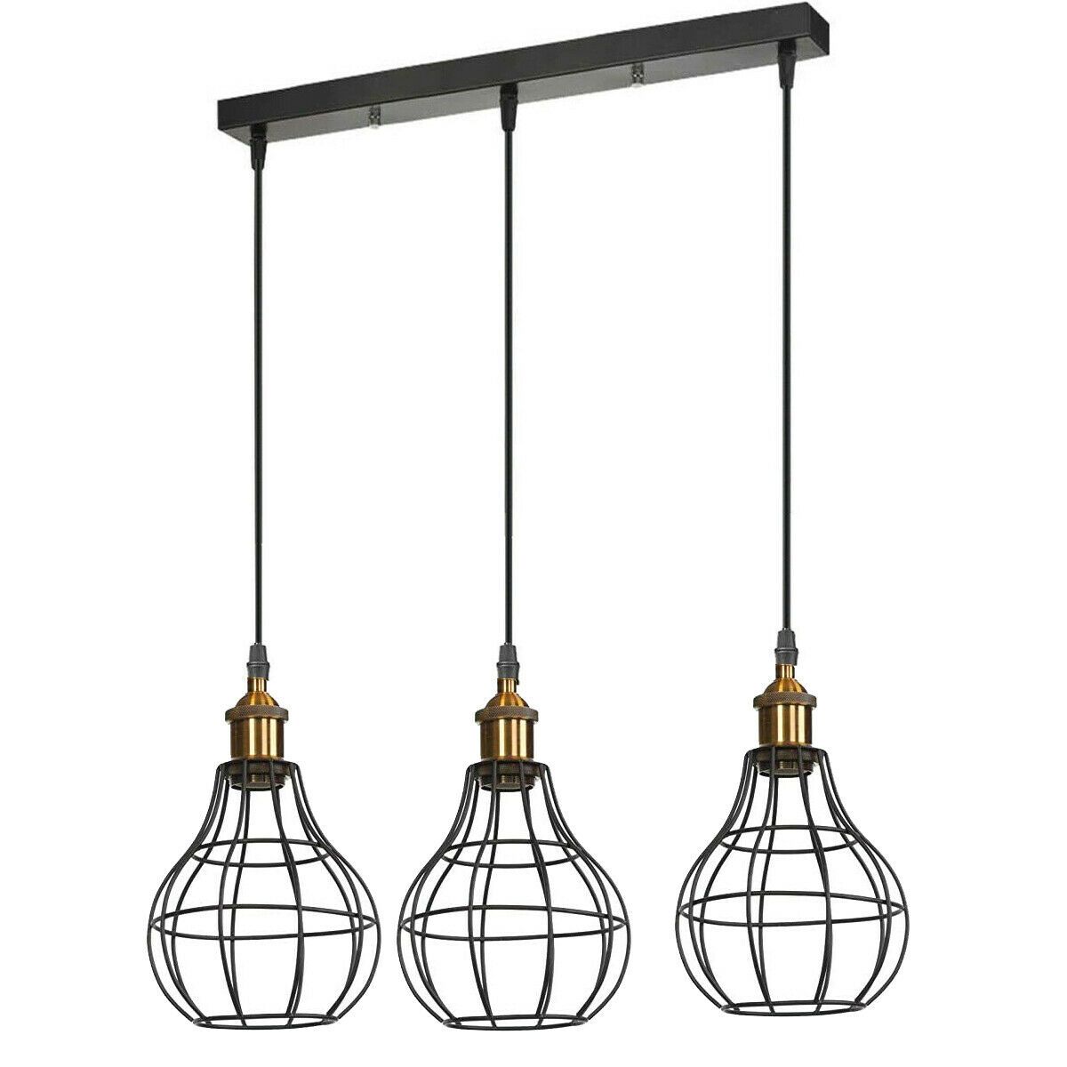 Vintage Modern Industrial Wire Cage Style Retro Ceiling Pendant Light 3 Head Ceiling Lamp~2025-1