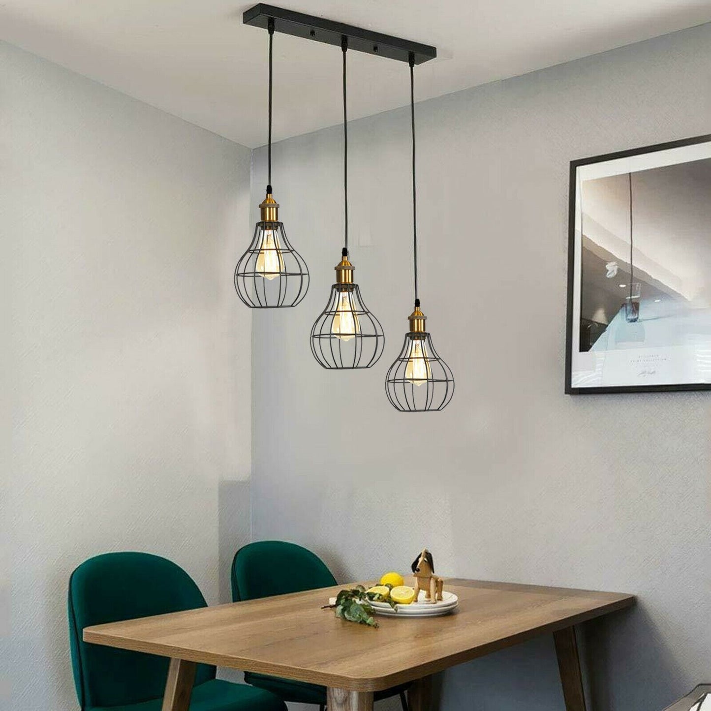 Vintage Modern Industrial Wire Cage Style Retro Ceiling Pendant Light 3 Head Ceiling Lamp~2025-9