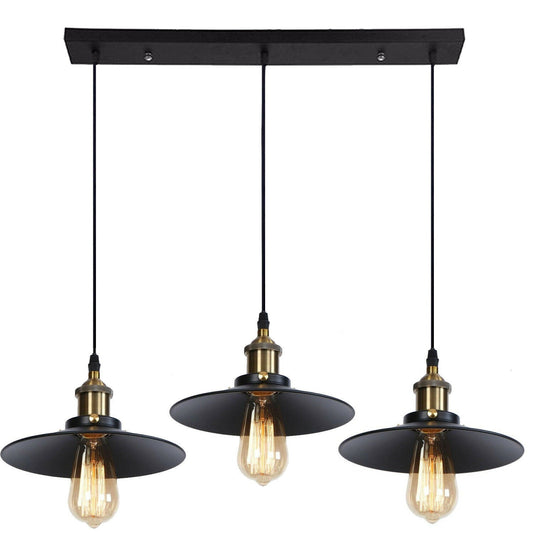 3 Way Modern Black Ceiling Pendant Cluster Light Fitting Industrial Pendant Lampshade~2137-0