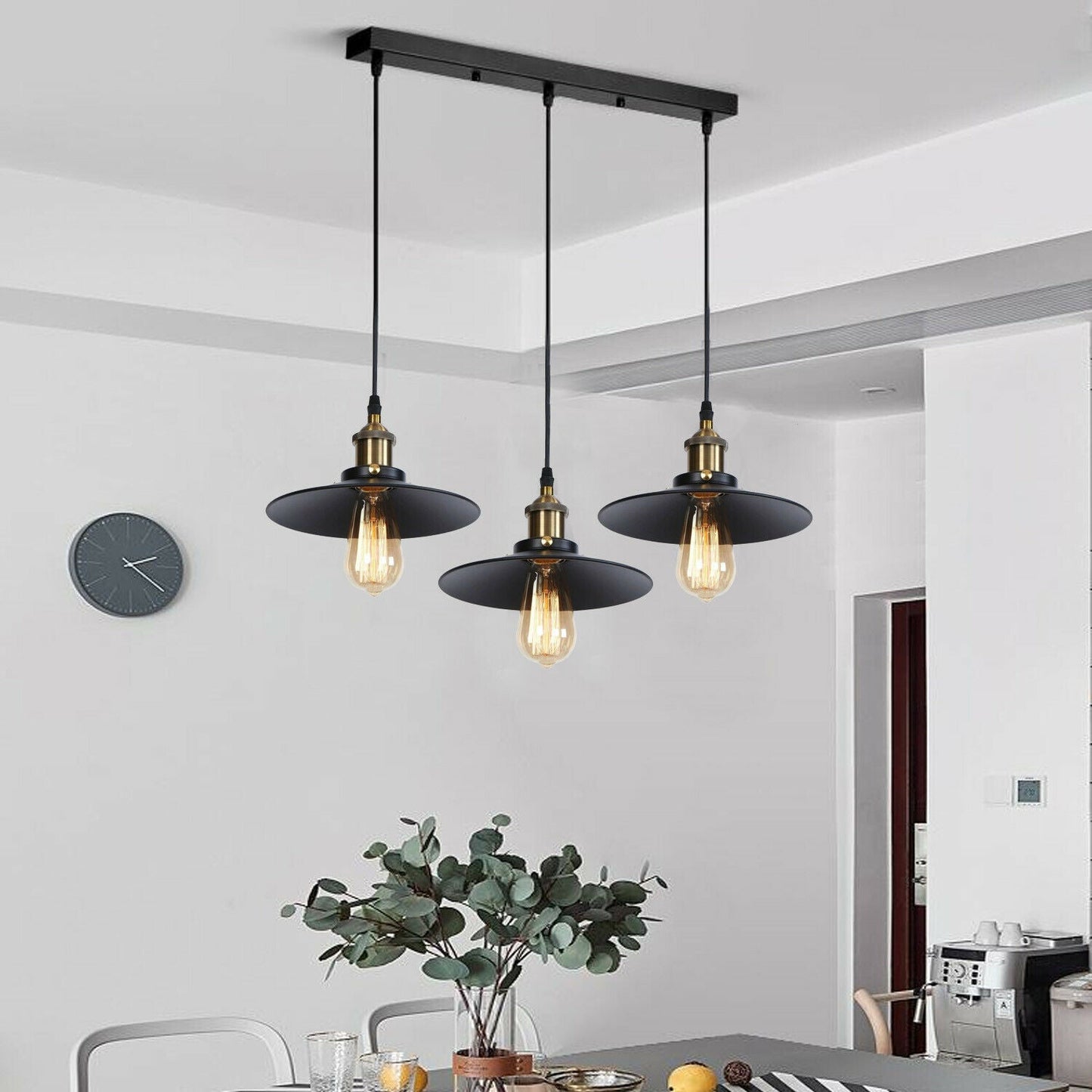 3 Way Modern Black Ceiling Pendant Cluster Light Fitting Industrial Pendant Lampshade~2137-2