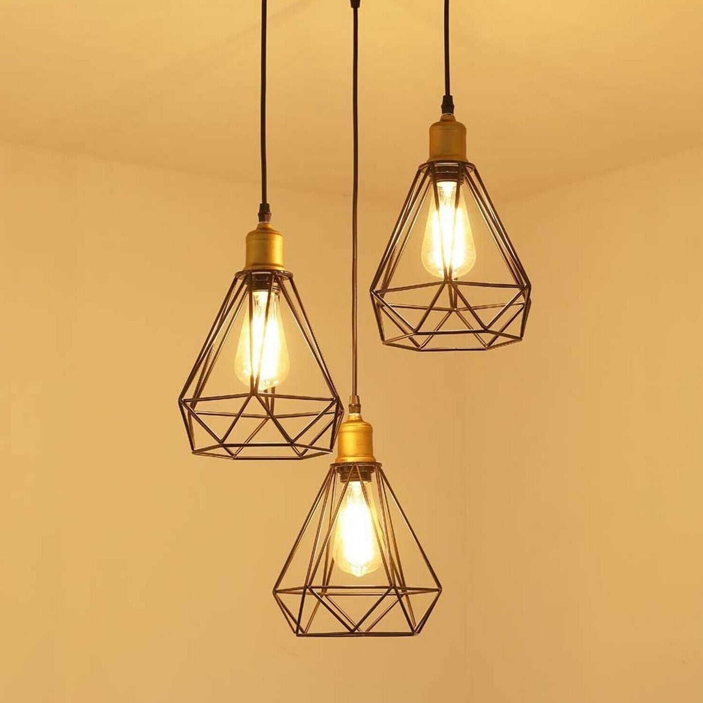 Vintage Industrial Retro Suspended 3 Head Ceiling Pendant Light Lampshade Light~2063-12