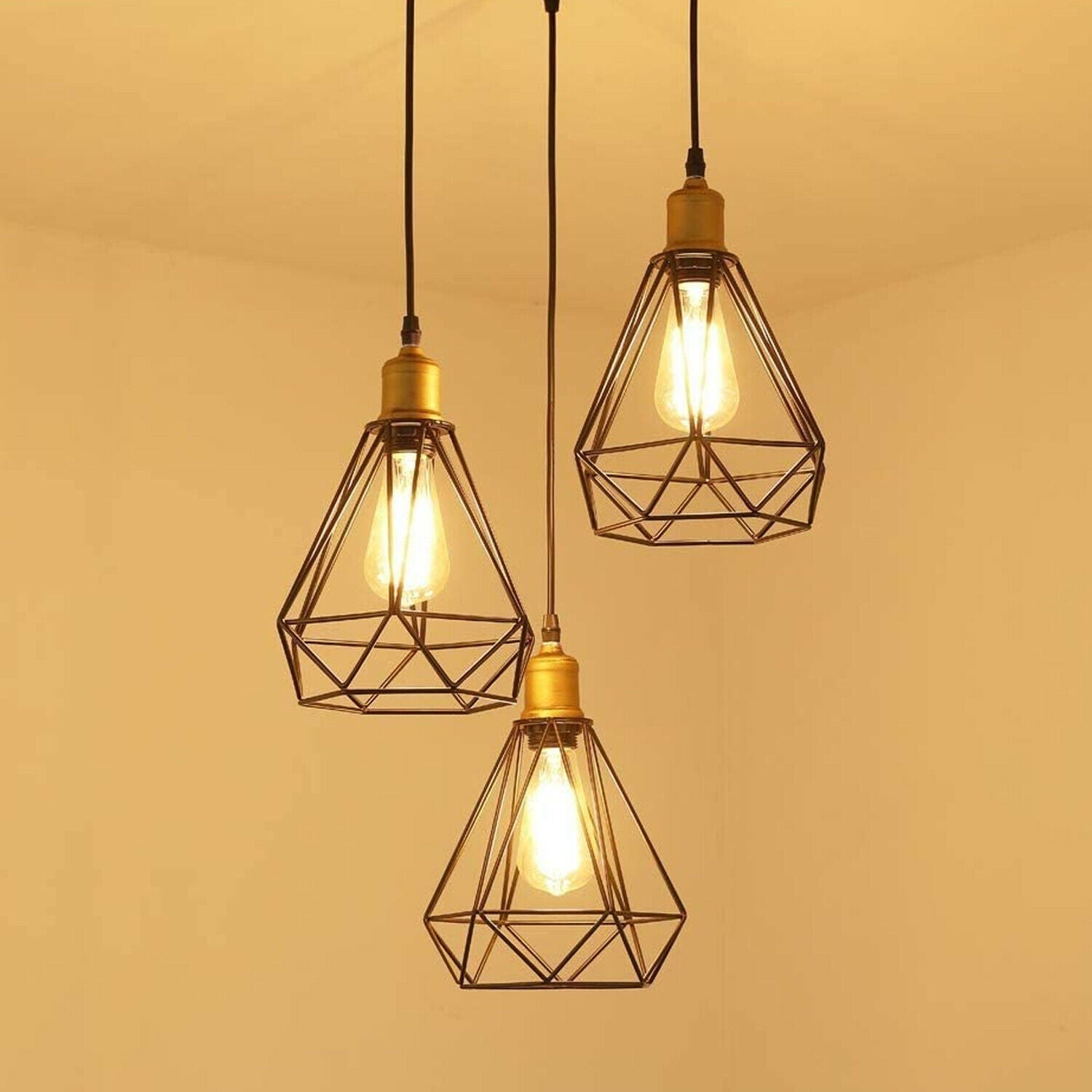 Vintage Industrial Retro Suspended 3 Head Ceiling Pendant Light Lampshade Light~2063-12