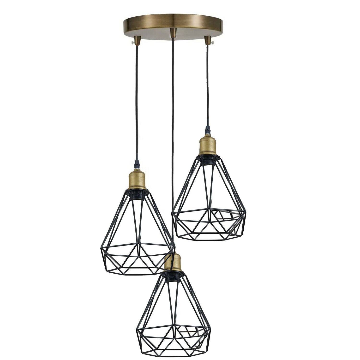 Vintage Industrial Retro Suspended 3 Head Ceiling Pendant Light Lampshade Light~2063-1