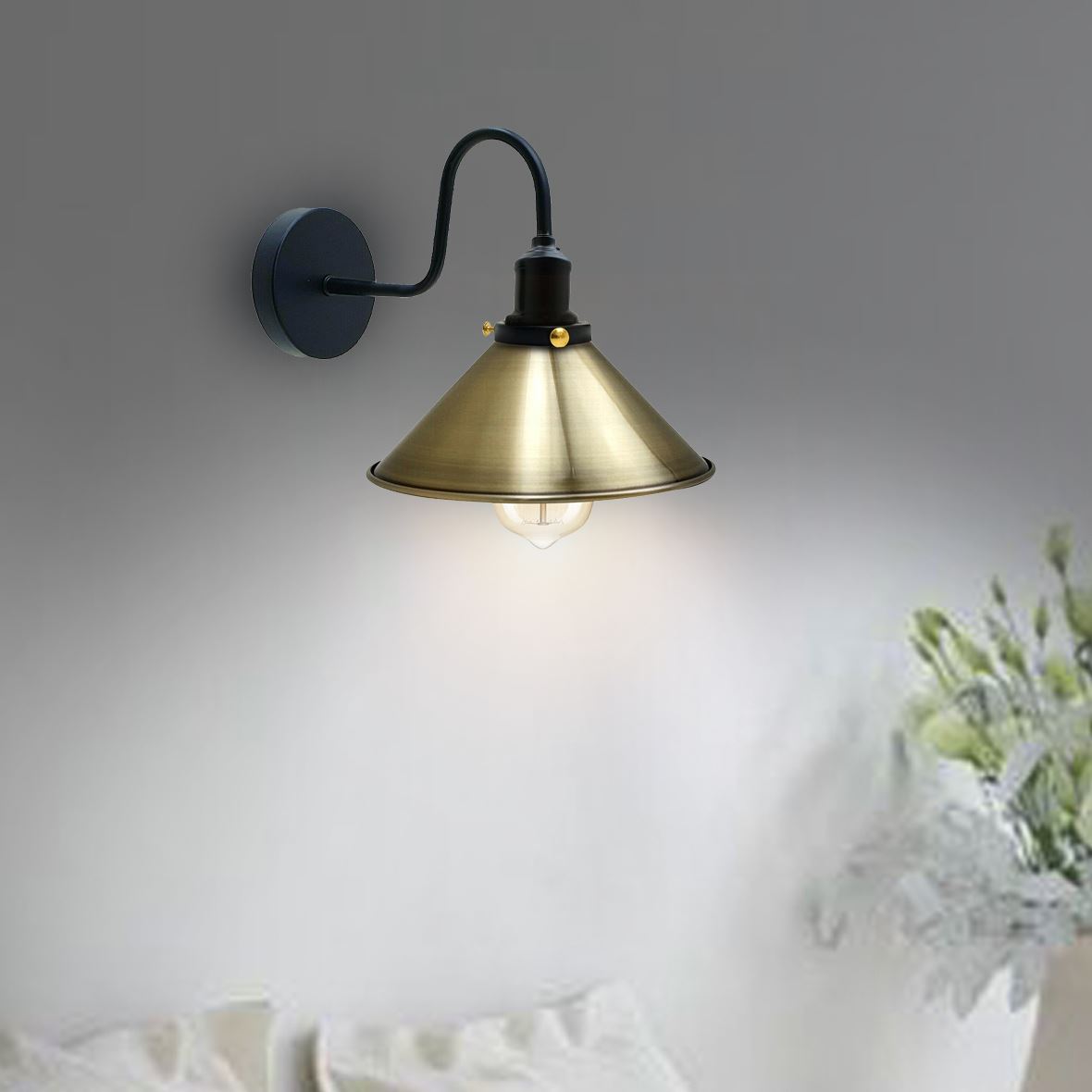 Vintage Industrial Metal Cone Shade Lighting Indoor Wall Sconce Light Fittings~3389-13