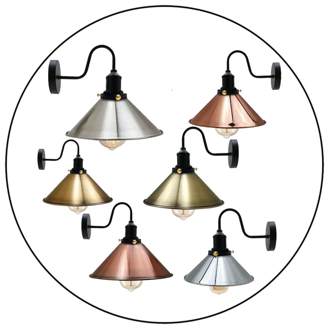 Vintage Industrial Metal Cone Shade Lighting Indoor Wall Sconce Light Fittings~3389-12