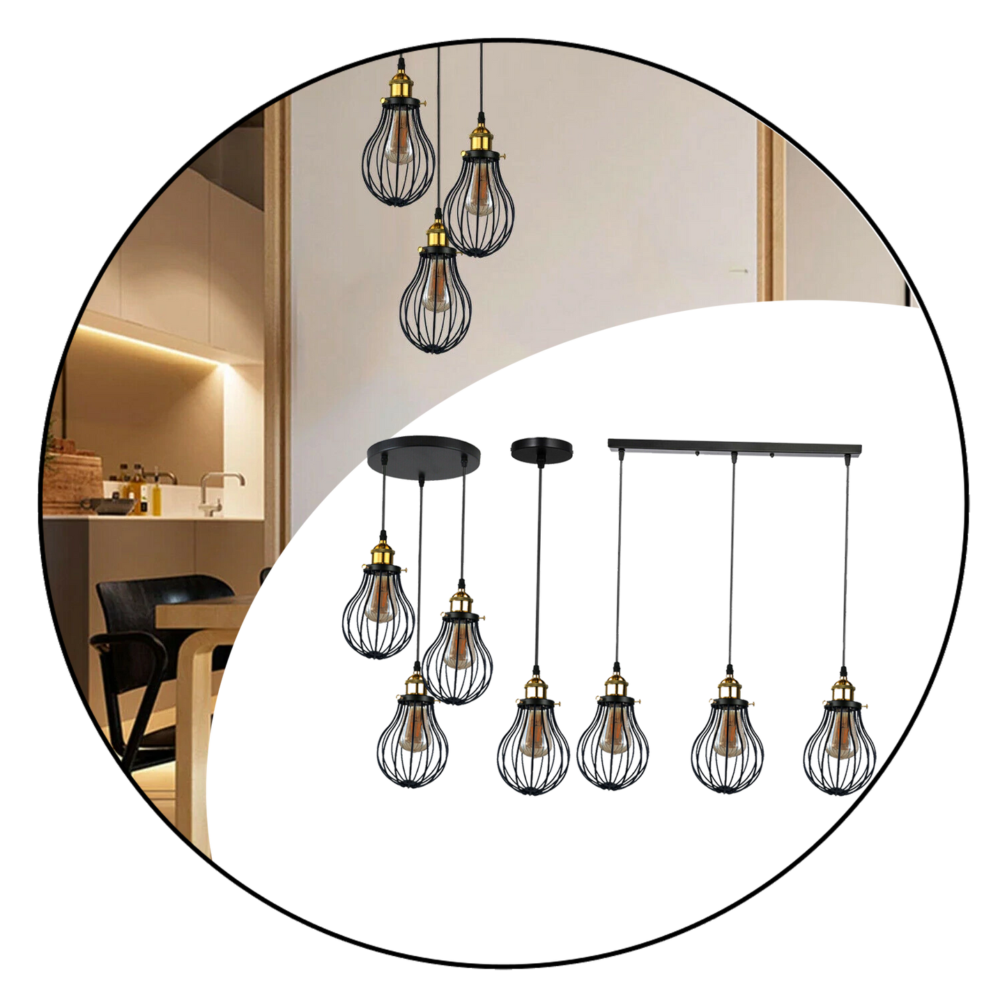 Industrial 3 heads Black hanging Pendant Accessories Ceiling Light Cover Decorative Cage light fixture~3427-6